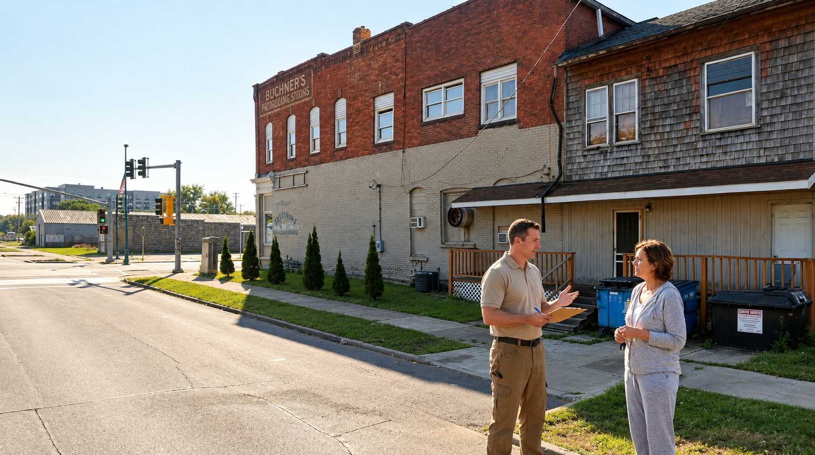 Local property manager discussing a rental property with an owner