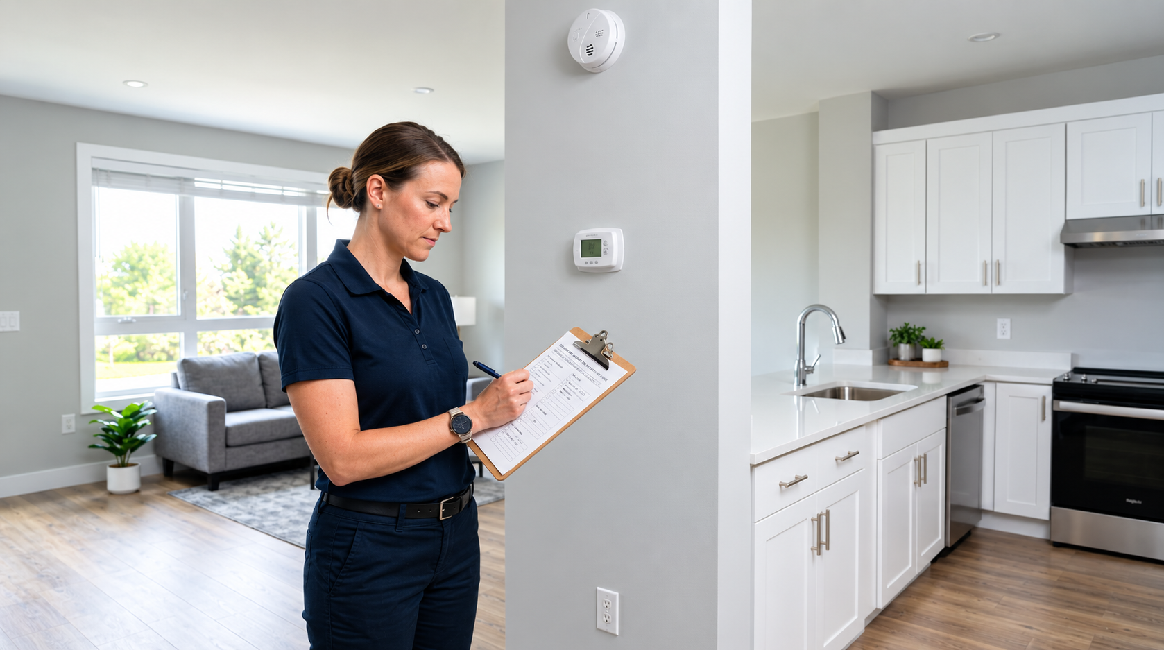 Inspector doing rental property inspection