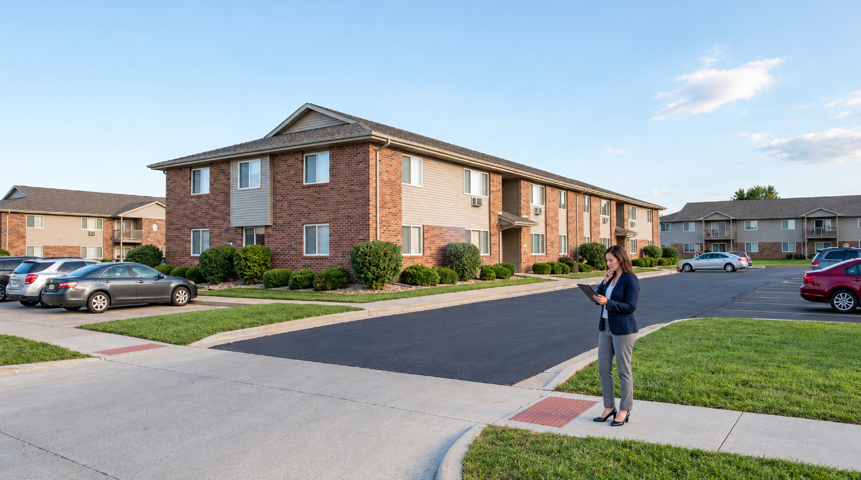 Apartment property manager reviewing rental units and occupancy rates